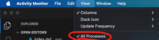 Enable All Processes in the View